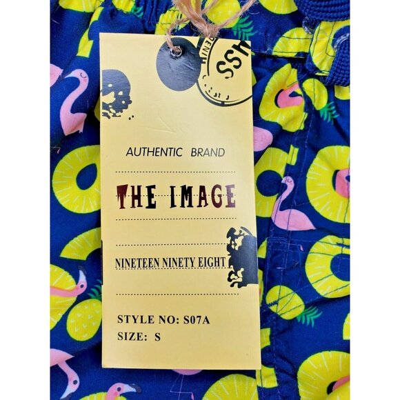 Authentic The Image 1998 Small Pineapple Pelican Graphic Drawstring Swim Shorts - Picture 9 of 12